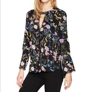 NWOT Black Floral Print Blouse